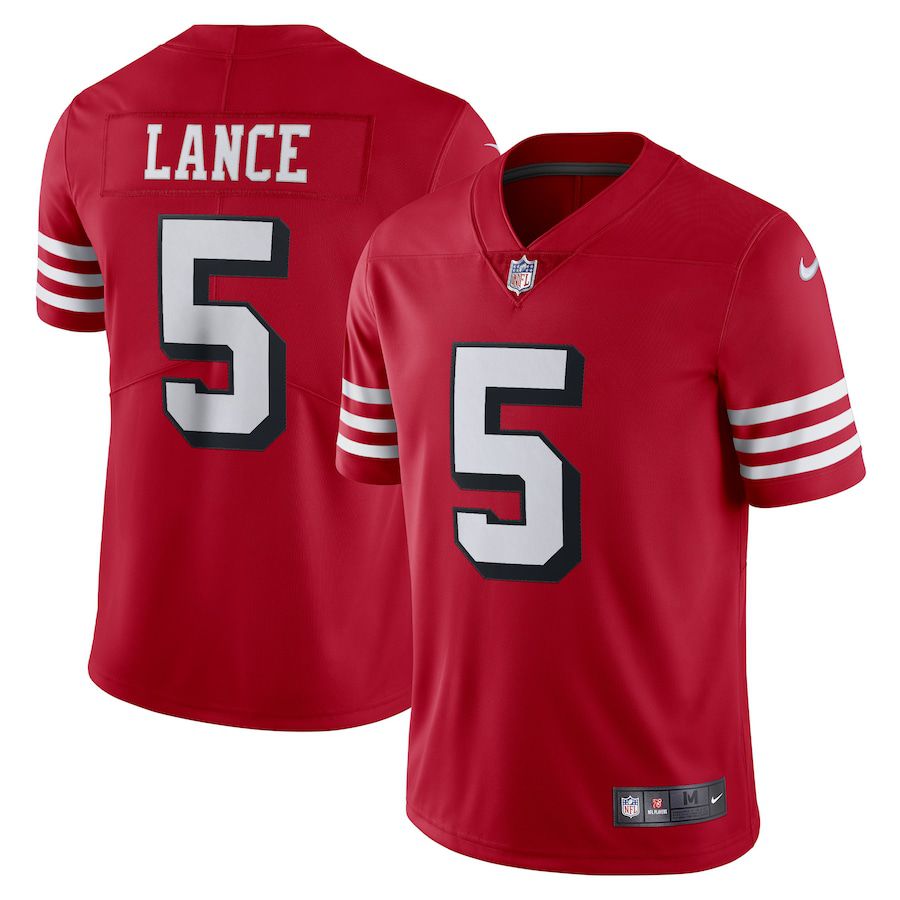 Men San Francisco 49ers #5 Trey Lance Nike Scarlet Alternate Vapor Limited NFL Jersey